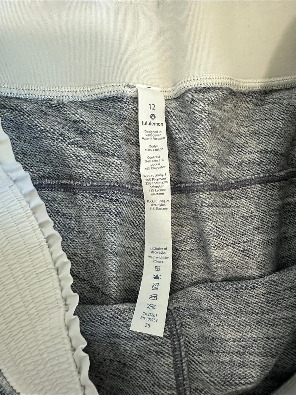 lululemon athletica Gray Heather Athletic Shorts with White Trim